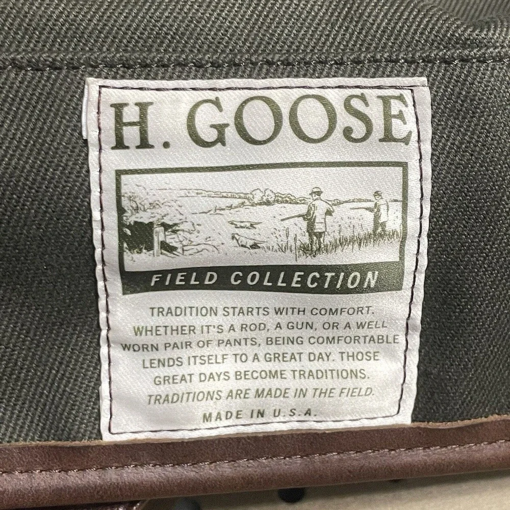 H.GOOSE Field Collection Canvas Leather Buffalo Plaid Lined Messenger Bag